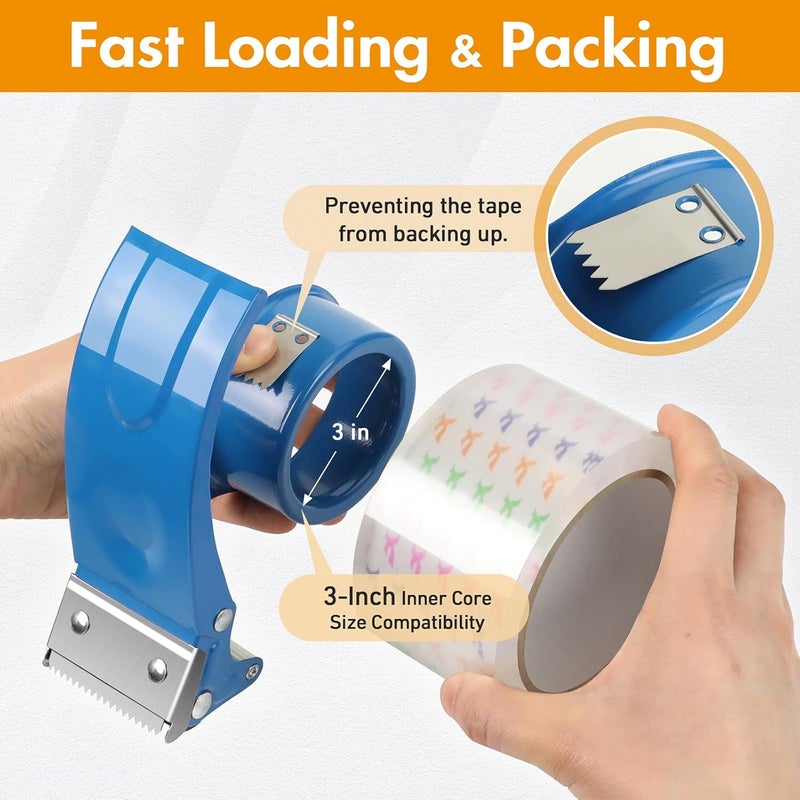 Bonison 2 Pack Heavy Duty Packing Tape Dispenser Gun – 2-Inch Wide Tape Dispenser with Adjustable Brake – Fits 3-Inch Core, Industrial-Grade Tape Gun for Moving, Shipping, Office & Warehouse Use (Blue) - Image 5